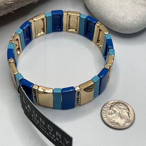 LAUNDRY Shelli Segal Gold Blue Stretch Bracelet - Picture 13 of 13